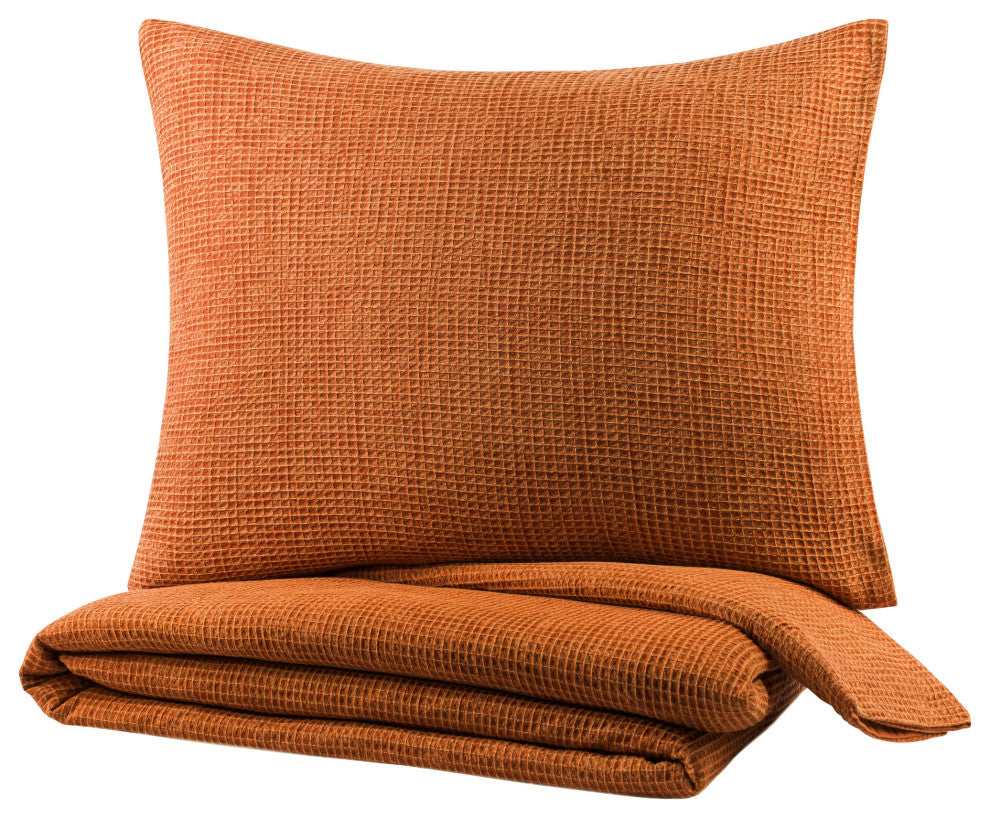 Surya Waffle Brick Red Euro Sham 26"H X 26"W