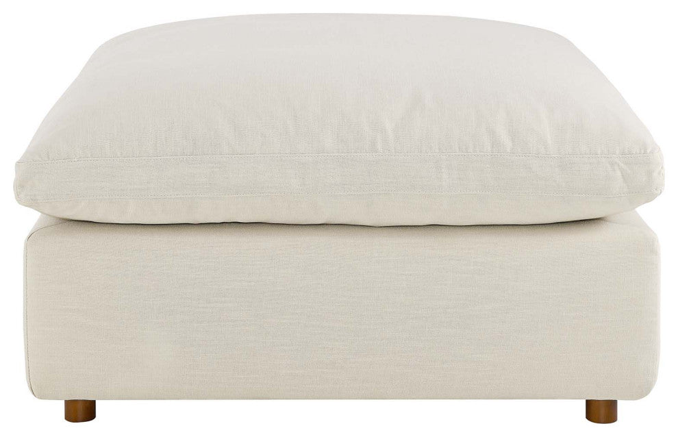Commix Down Filled Overstuffed Ottoman, Light Beige