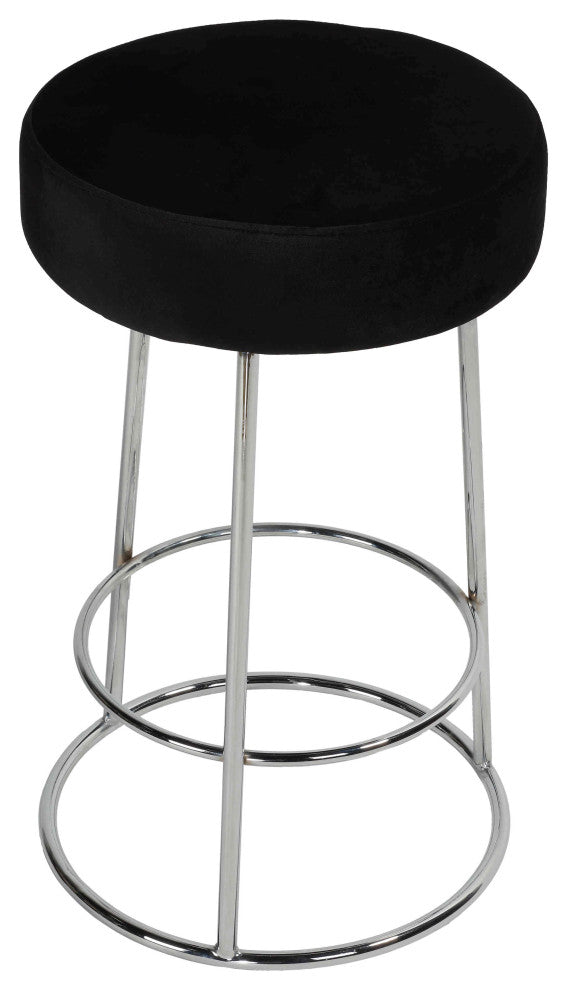Bodiam Counterstool, Black Velvet, with Chrome, 24"