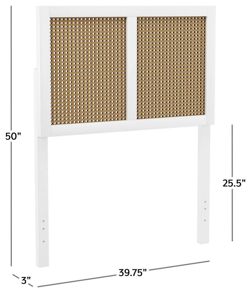 Hillsdale Serena Wood and Natural Cane Panel Twin Size Headboard