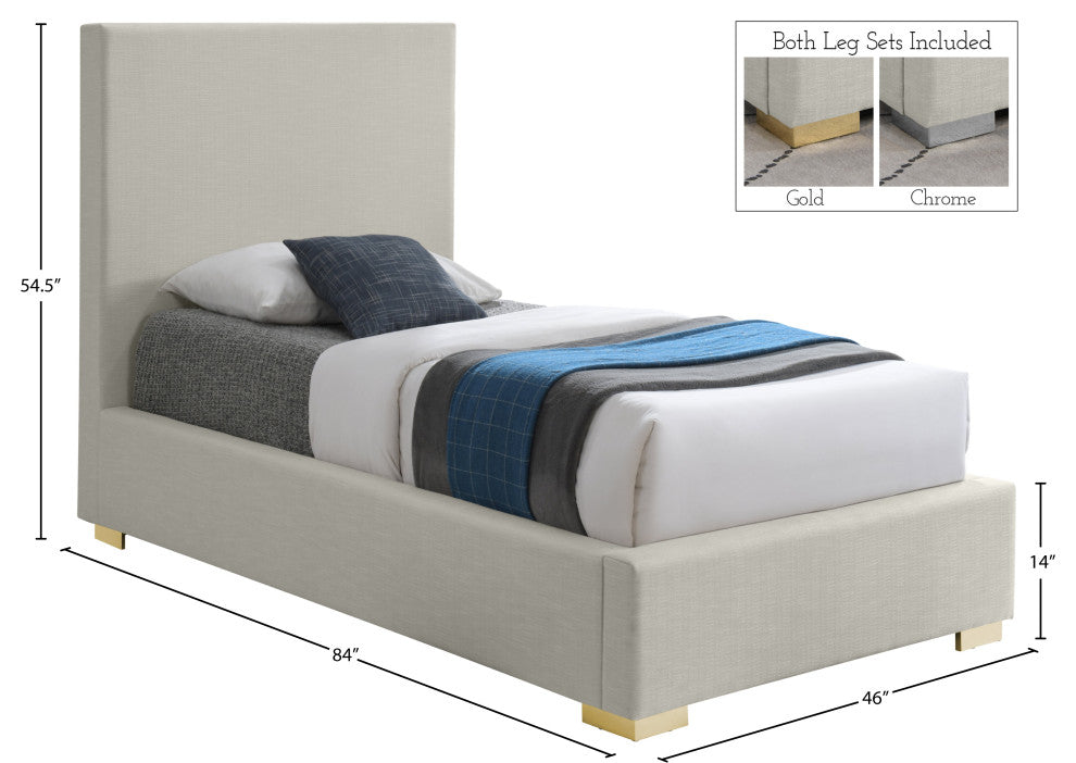 Crosby Linen Upholstered Bed, Beige, Twin