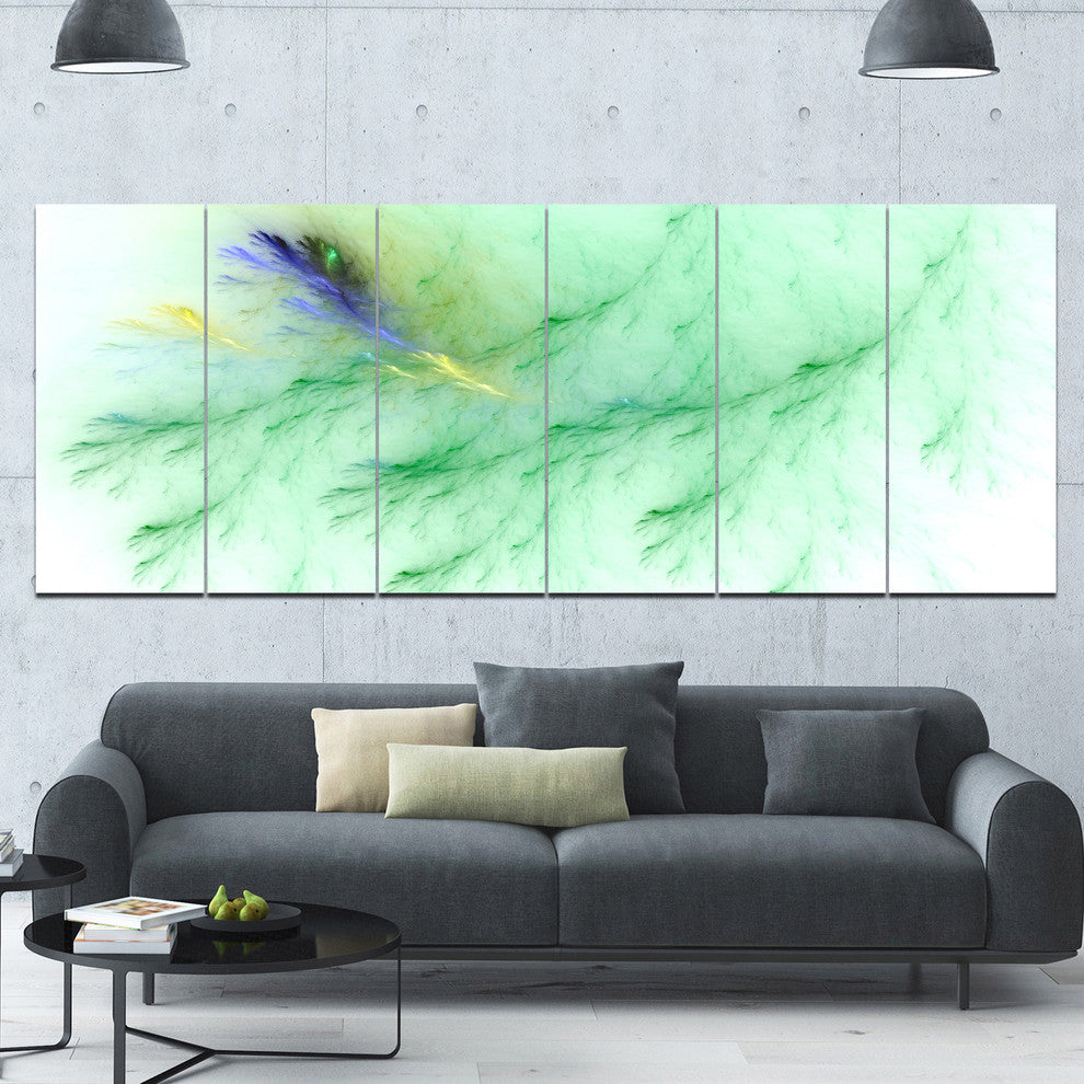 Light Green Veins of Marble, Abstract Wall Art Canvas, 70"x28", 6 Panels