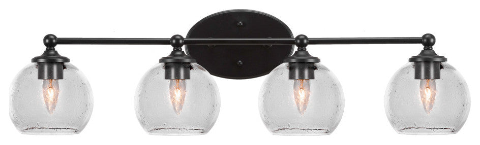 Capri 4-Light Bath Bar, Matte Black/Clear Bubble