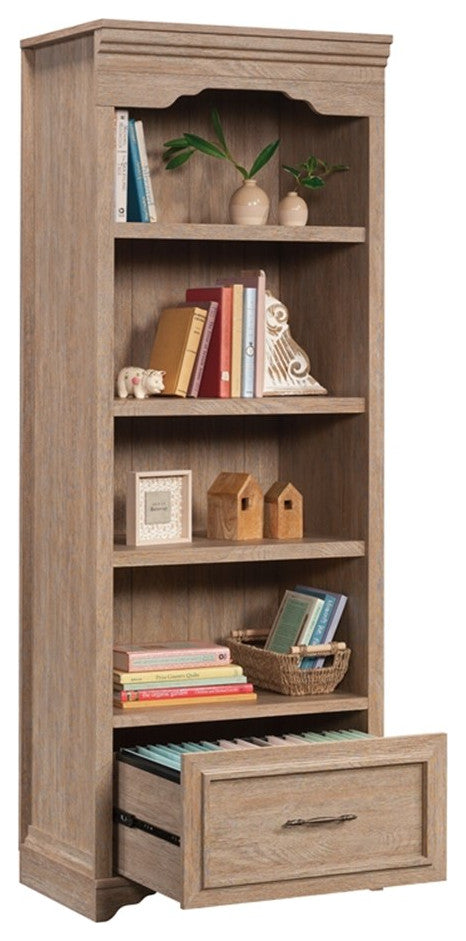 Sauder Rollingwood Engineered Wood 4 Shelf Bookcase in Brushed Oak