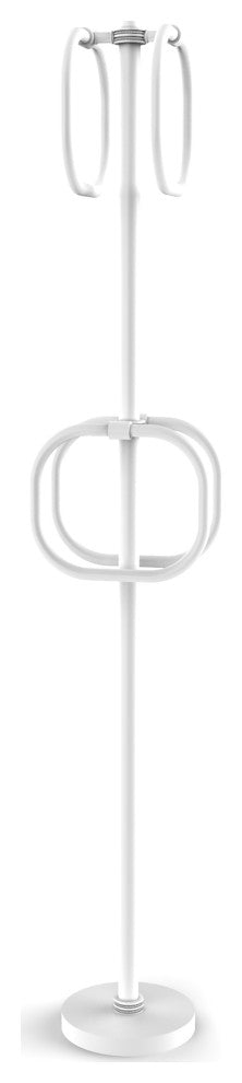 Towel Stand with 4 Integrated Towel Rings, Matte White