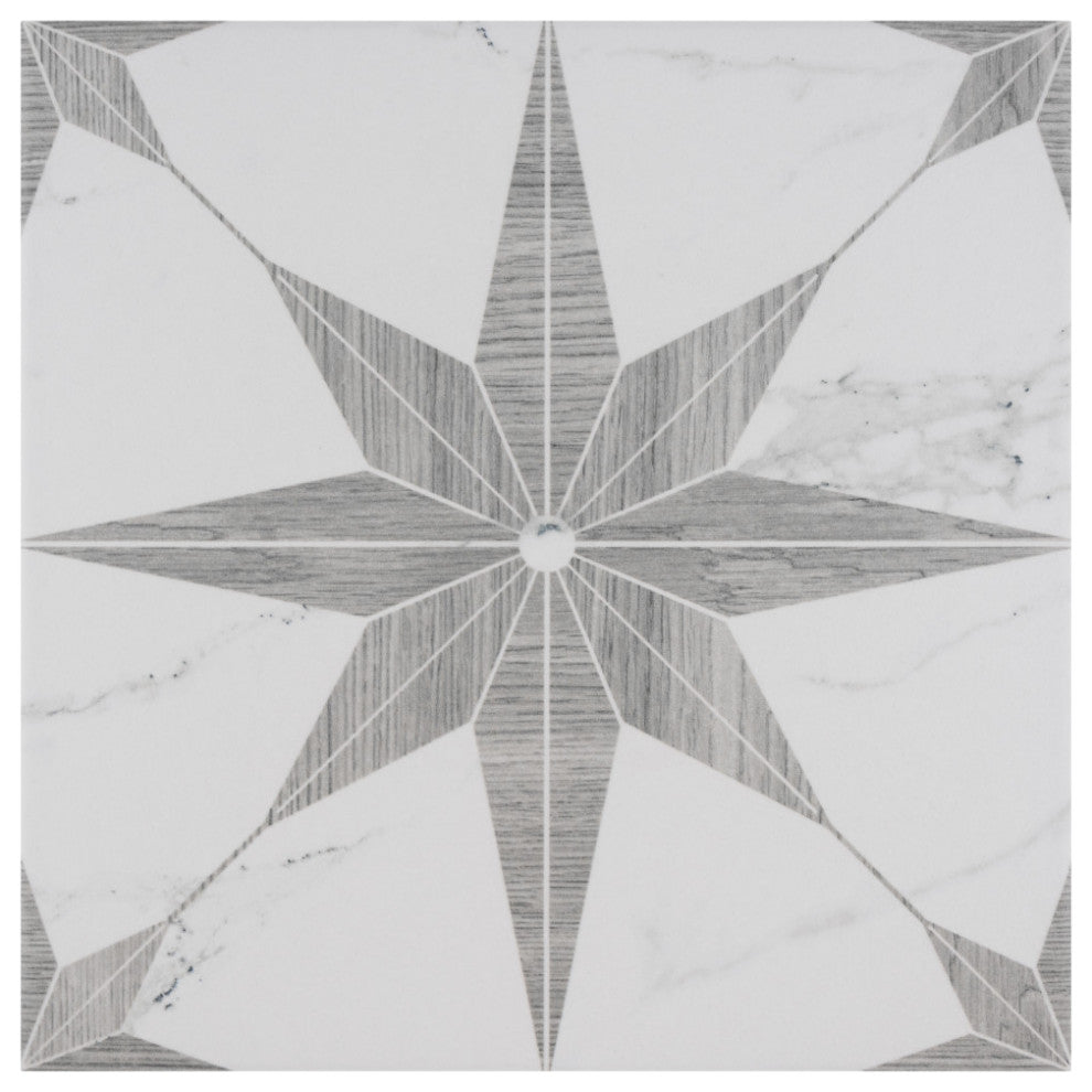 Llama Stella Loire Porcelain Floor and Wall Tile, Noce, Silver