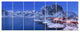 Fishermen Cabins in Winter, Modern Seashore Canvas Wall Art, 83"x32", 7 Panels