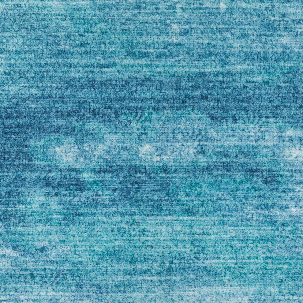 Sasha Abstract Sky Machine Washable Blue/ Ivory Area Rug Mat 5' x 7'