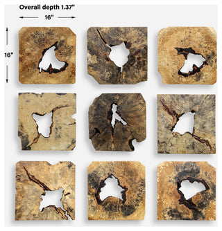 Uttermost Bahati Wood Wall Decor, S/9 - Natural