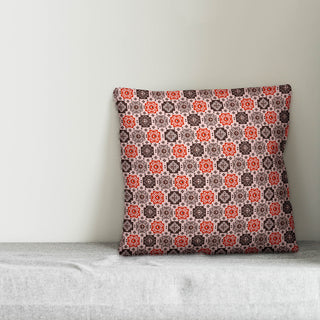 Square Flowers, Red Throw Pillow, 16"x16"