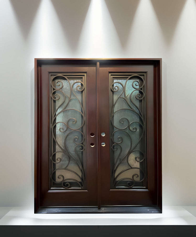 Exterior Front Entry Composite Double Door FRC08, 72"x80", Right Opening Inward