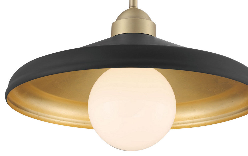 Brooks Matte Black 14" Semi-Flush Mount Ceiling Barn Light