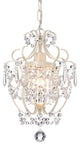 Amorette 1-Light White Finish Mini Chandelier With Crystals Glam Lighting