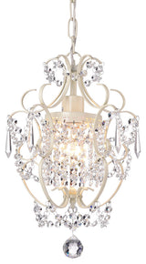 Amorette 1-Light White Finish Mini Chandelier With Crystals Glam Lighting