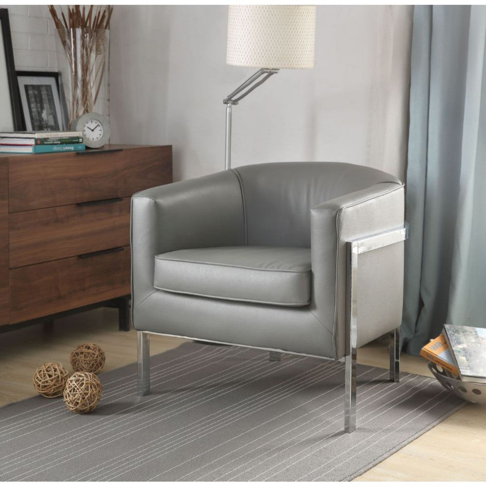 Acme Tiarnan Accent Chair Vintage Gray PU and Chrome