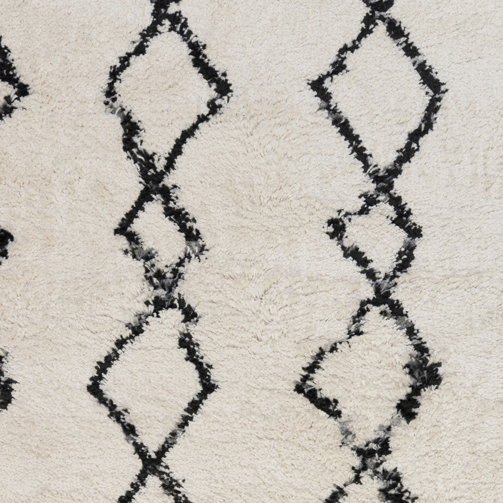 Aspen Shag Polypropylene Area Rug, Cream/Gray, 2'2" X 10'