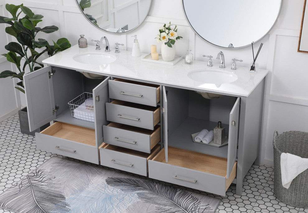Grey 72" Double Sink Bathroom Vanity