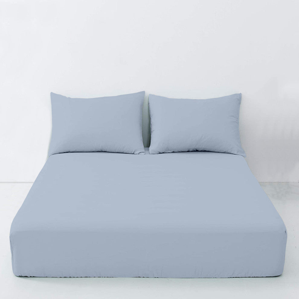 Organic Cotton Fitted Sheet, Light Blue, Queen, 60"x80"