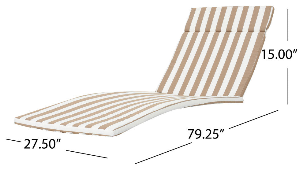 GDF Studio Soleil Outdoor Chaise Lounge Cushion, Brown/White Stripe