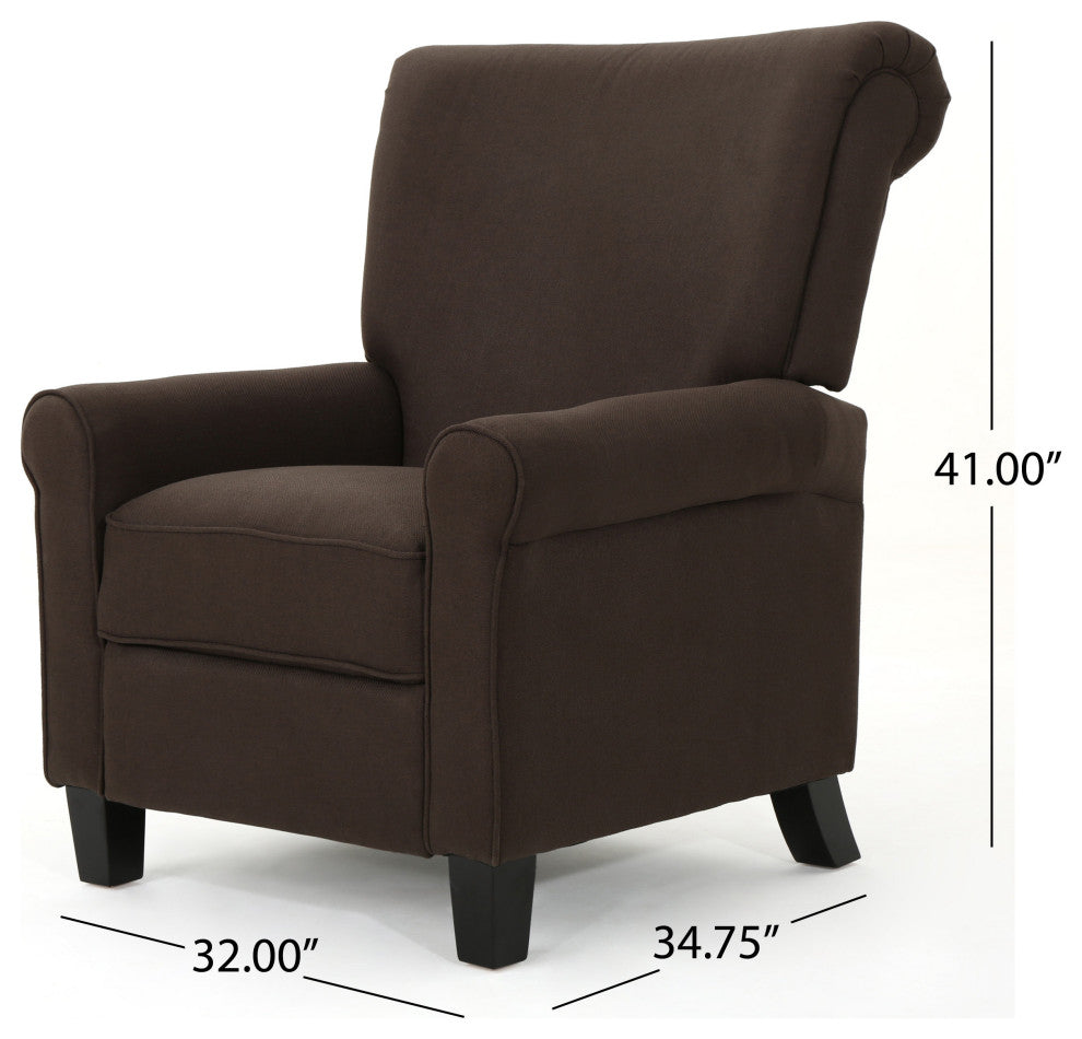 GDF Studio Thelma Traditional Fabric Recliner, Coffee