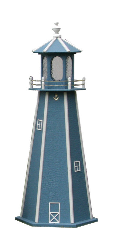 Standard Lighthouse, Wedgewood Blue & White, 5 Foot, Dusk to Dawn Sensor