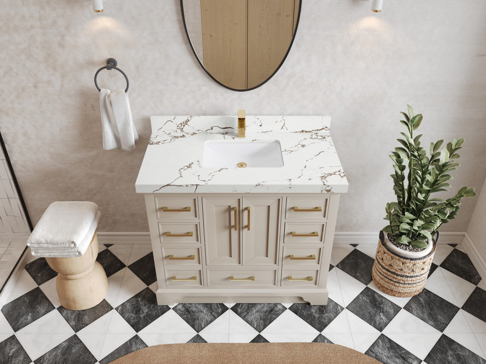 Charlotte 42" Single Sink Bath Vanity in Fine Grain 2" Viola Brown