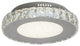 Round Clear Crystal Flush Mount, Stainless Steel Frame, Beaded Crystal Cover