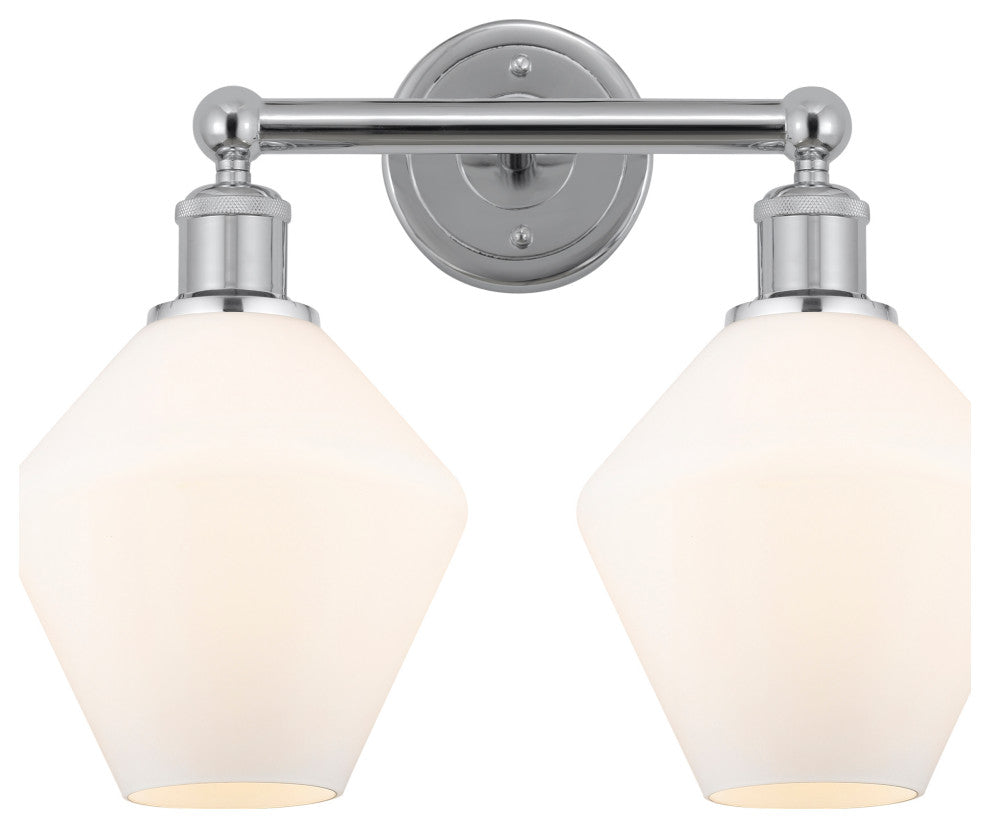 Cindyrella 2-Light 17" Vanity Light, Polished Chrome, Cased Matte White Shade