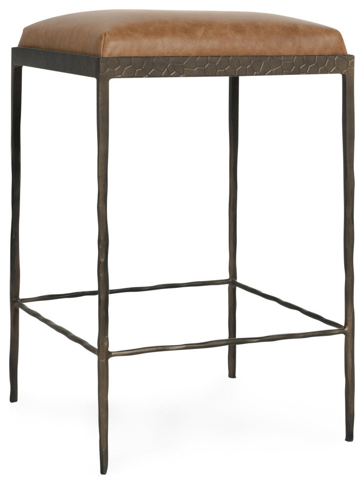 Bose 26" Top Grain Leather Counter Stool, Chestnut Brown