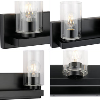 Goodwin 3-Lt Matte Black Modern Vanity Light With Clear Glass