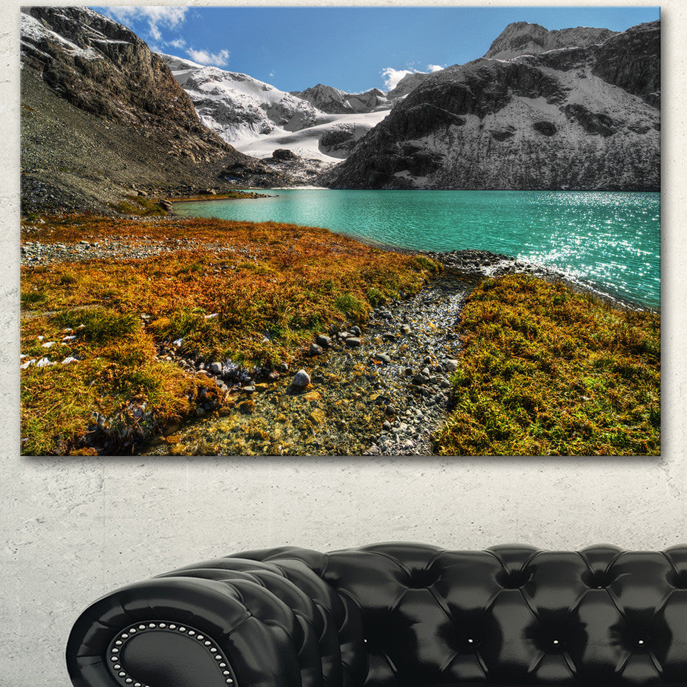 Crystal Clear Lake among Mountains, Landscape Canvas Art Print, 60"x28"