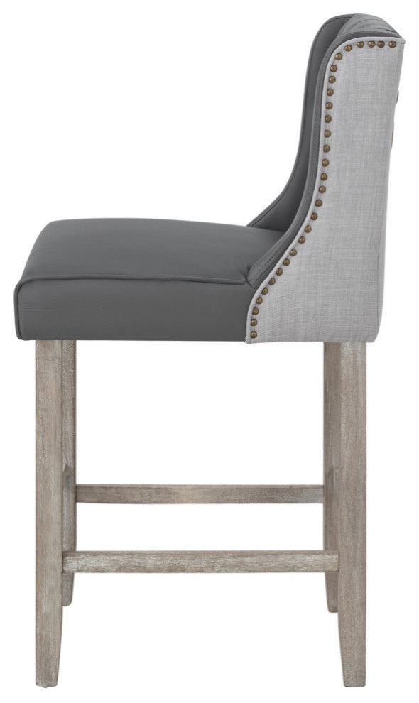 Rustic Manor Kaileigh Counter Stool, Leather PU, Gray
