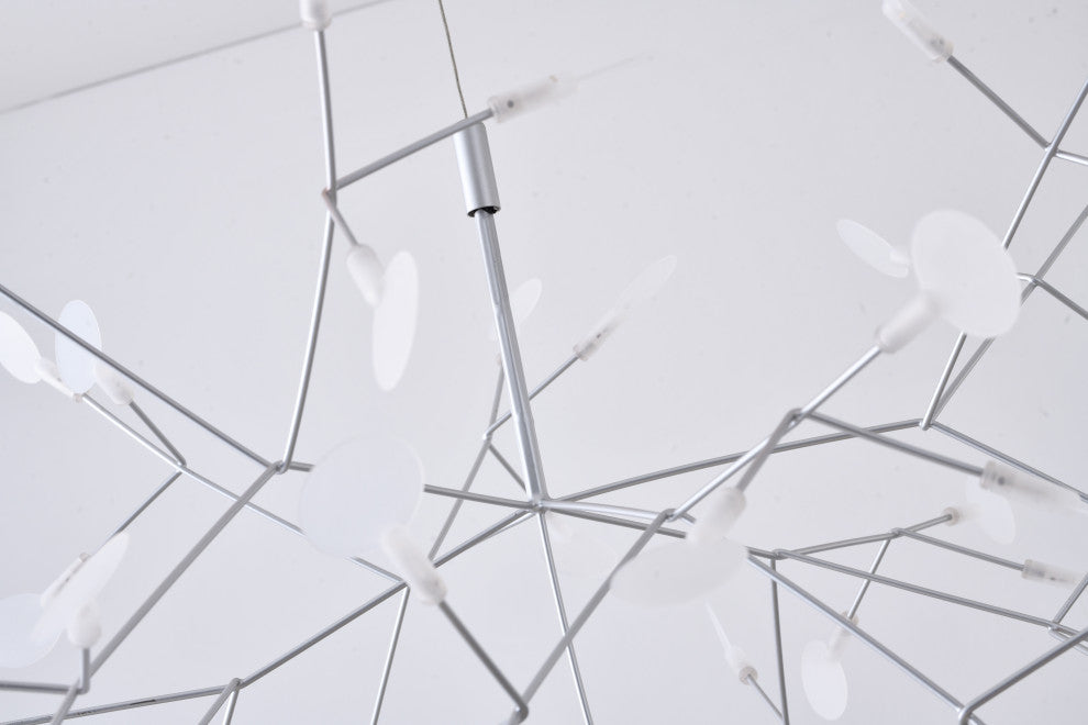 Silver Metal LED Chandelier With Frosted Acrylic Diffusers