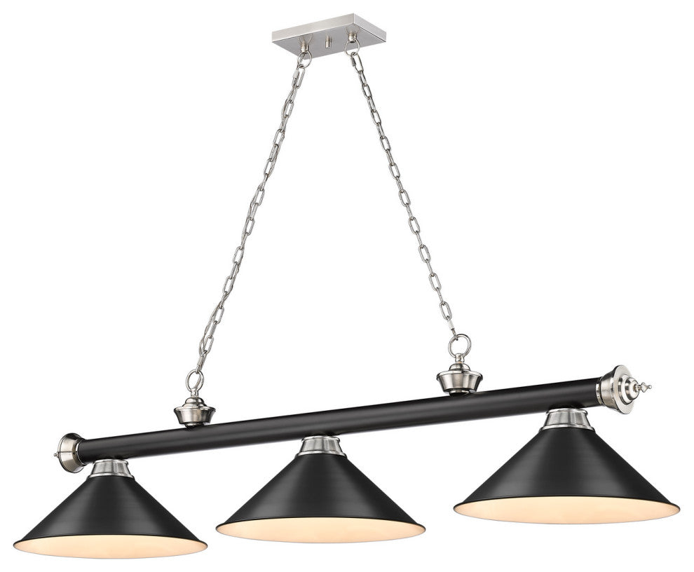 Zlite 2306-3MB-BN-MB15 3-Light Billiard, Matte Black