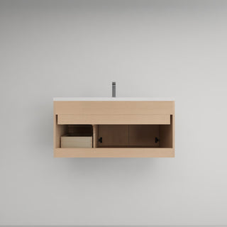 Victoria 42" Solid Wood Bath Vanity, Overhead Cabinet, Yellow Oak