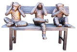 Three wise monkeys on a bench two tones bronze -  Size: 45"L x 19"W x 30"H.
