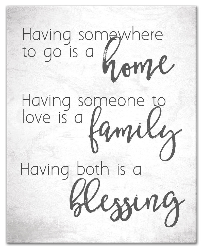 Home Plus Family Equals A Blessing Wall Art, 16"x20"