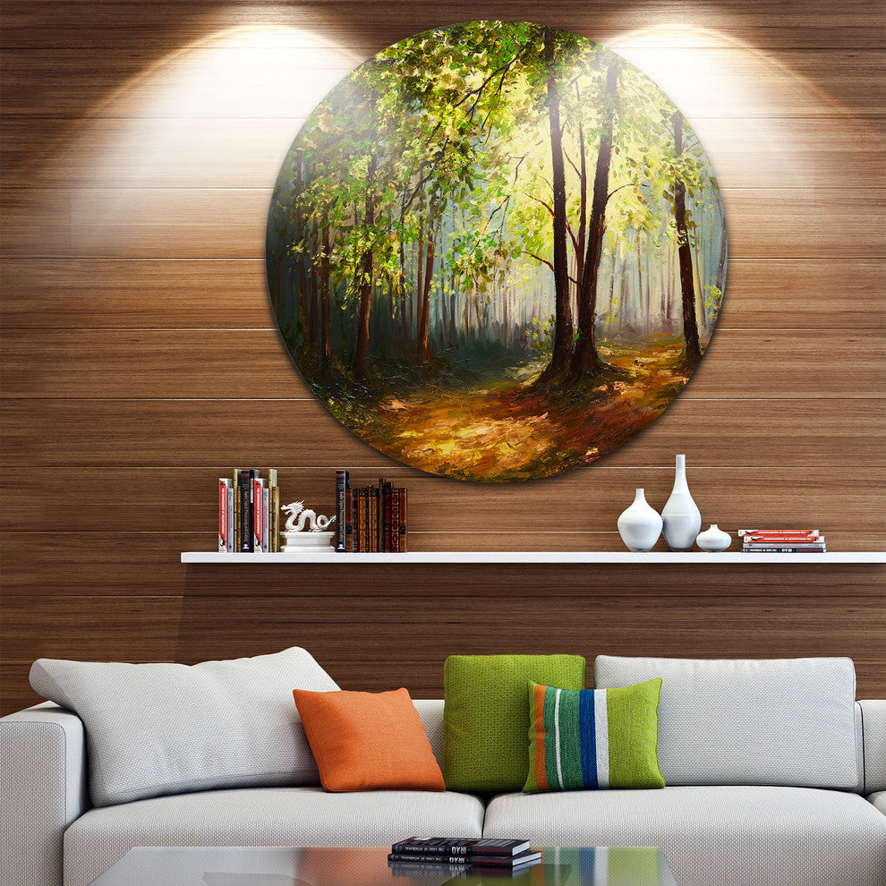 Summer Forest, Landscape Disc Metal Artwork, 11"