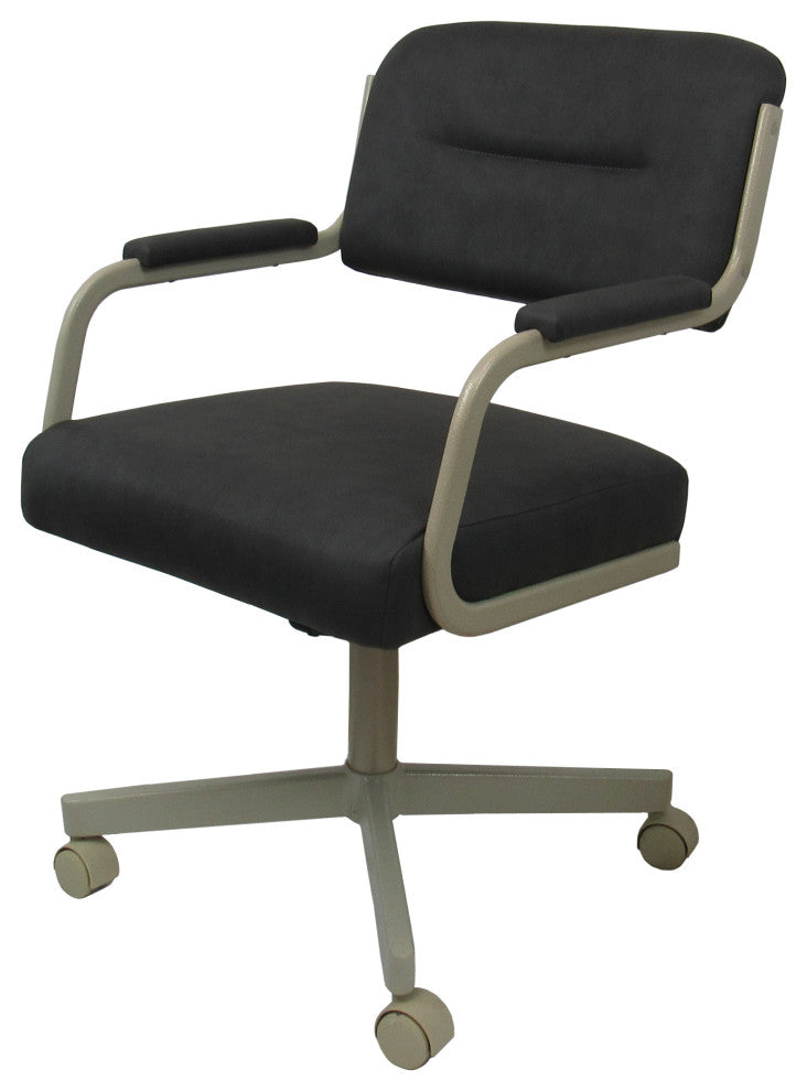 Swivel Tilt Kitchen Caster Chair with Wheels - M-110, Grey Vinyl - Beige