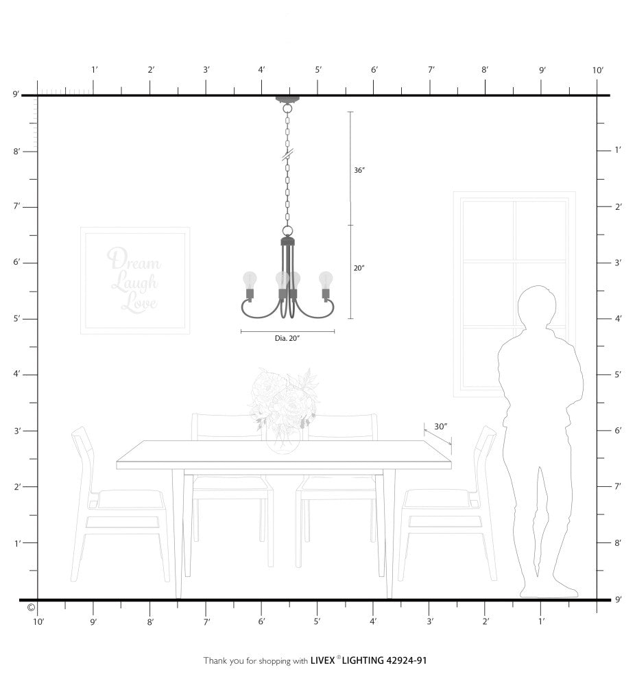 Livex Lighting Bari 4 Light Brushed Nickel Small Chandelier