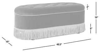 Melinda 48.5" Bullion Fringe Oval Storage Bench, Gold