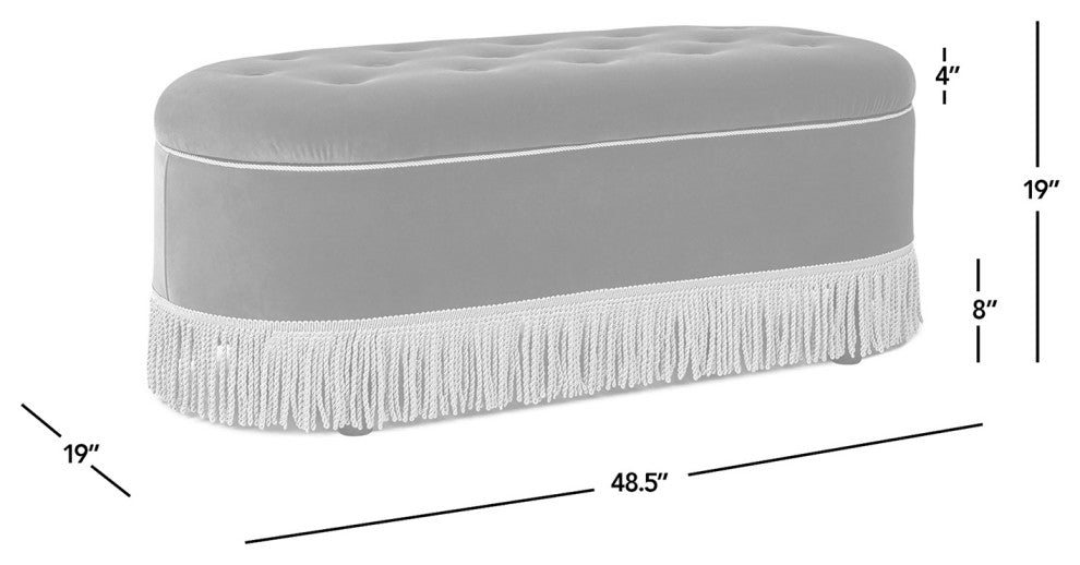 Melinda 48.5" Bullion Fringe Oval Storage Bench, Gold