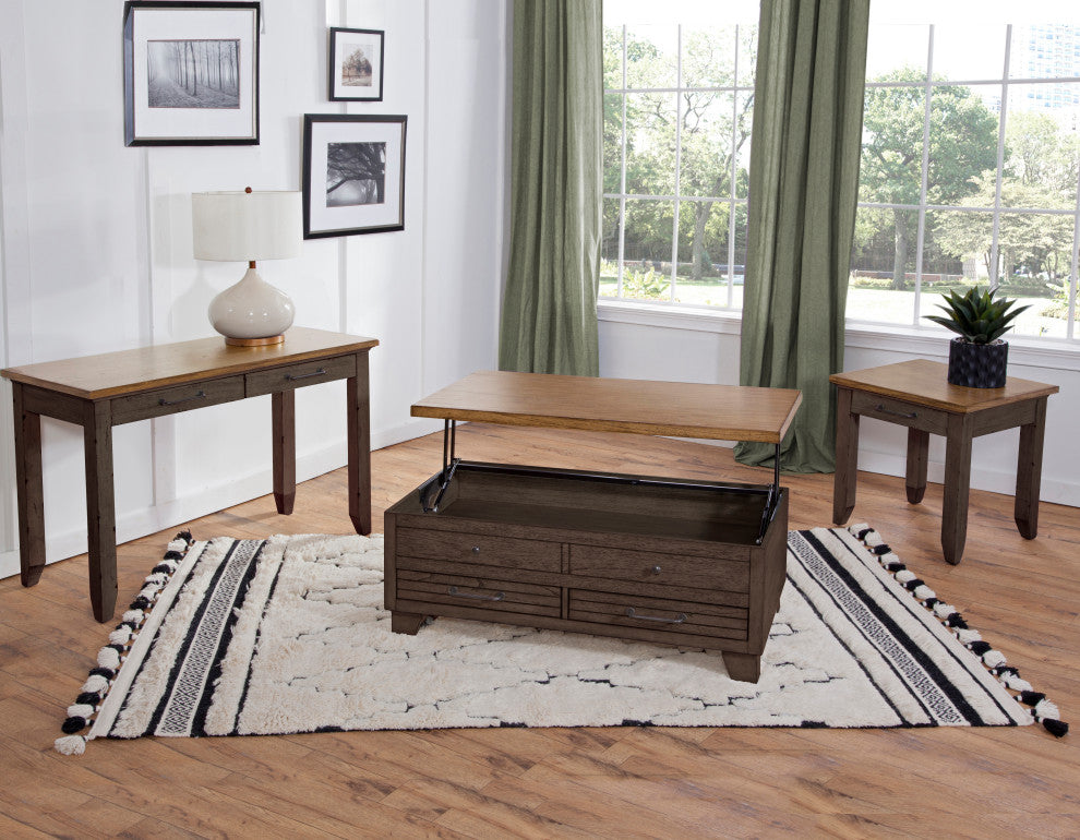 Bear Creek Lift-Top Cocktail Table With Casters, Brown