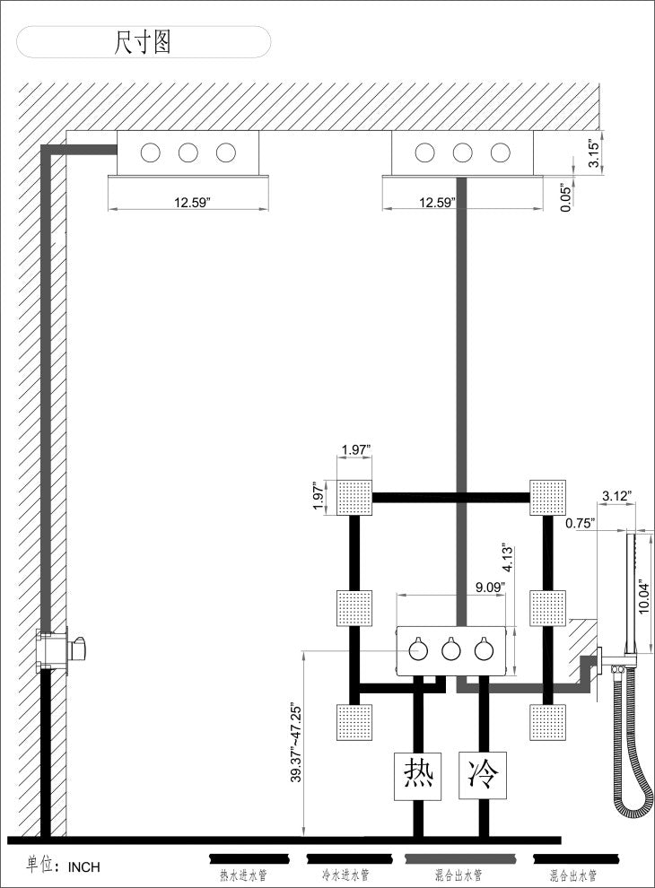 Luxury LED Rain Shower System With Rough-In Valve & 6 Body Jets, Brushed Nickel