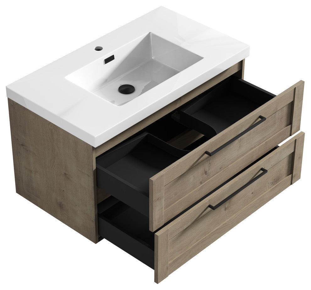 The Cosmo Wall Mounted Modern Bathroom Vanity, Eve, 36"