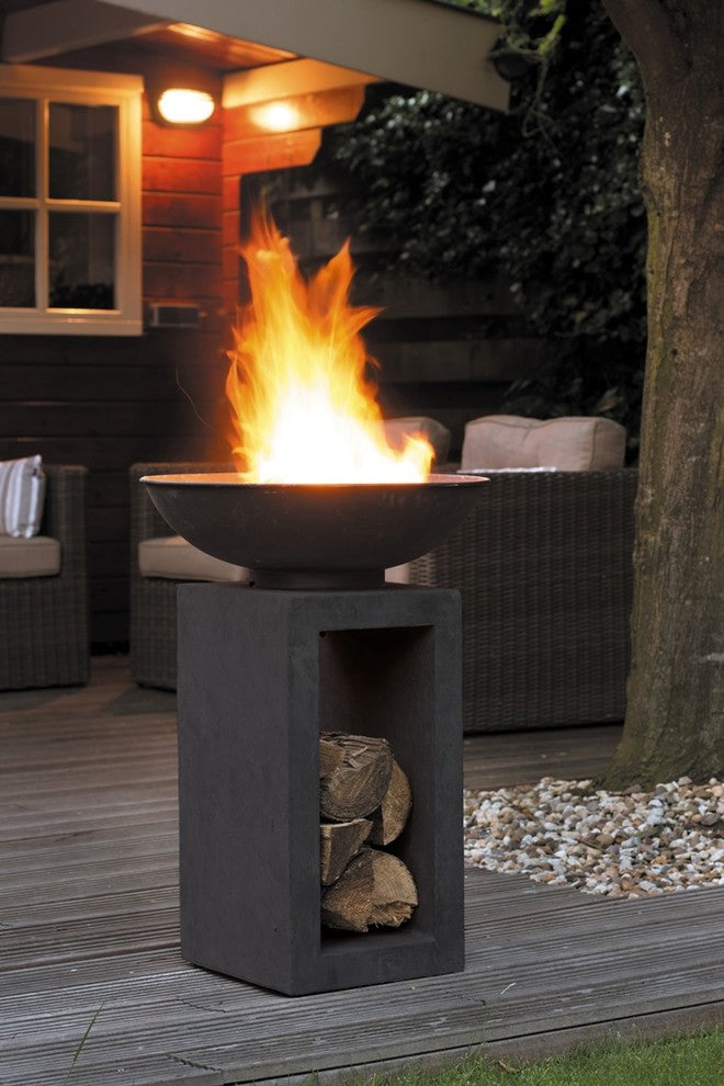 Astella Midas Fire Pedestal, Gray Cement