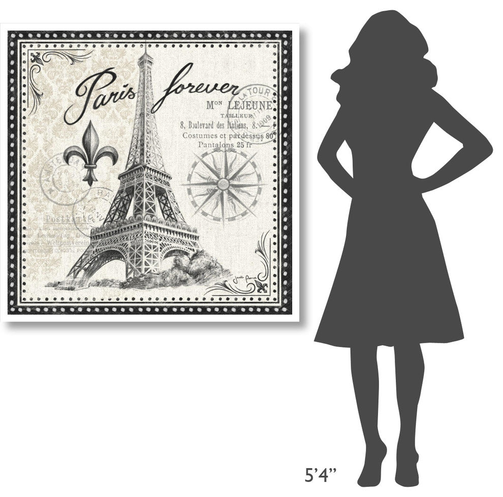 "Bonjour Paris III Dark" Digital Paper Print by Janelle Penner, 42"x42"