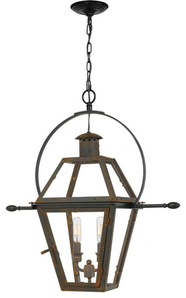 2 Light Outdoor Hanging Lantern-Industrial Bronze Finish - Outdoor Ceiling and