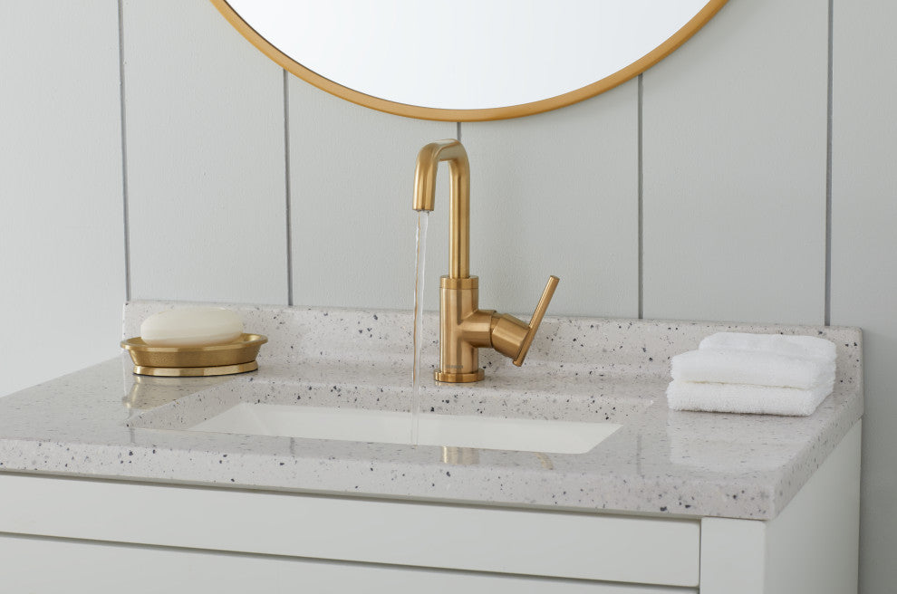 Parma Single Handle Lavatory Faucet With Metal Touch Down Drain, Brushed Bronze