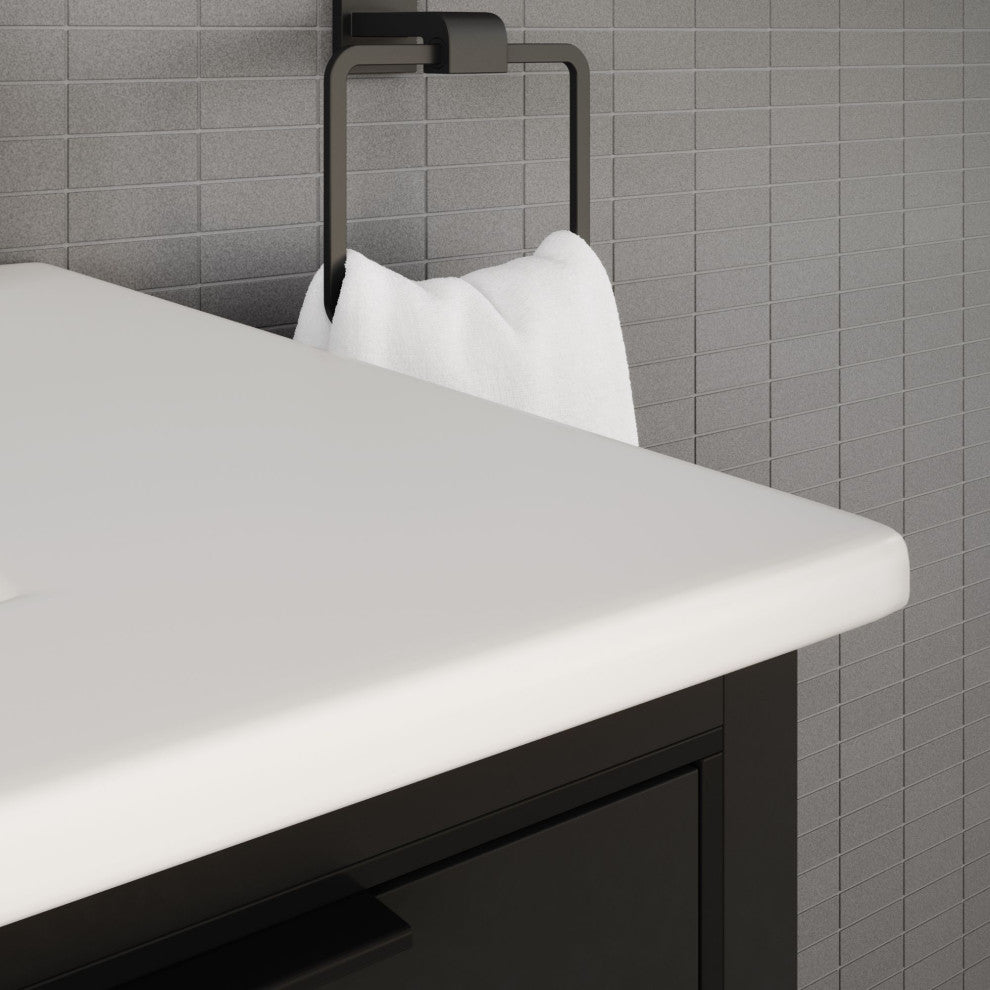 Bradford Bath Vanity, Black, 36", Black Hardware, Single Sink, Freestanding